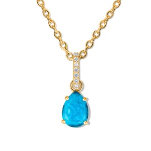 Colier din argint Golden Drop Turquoise