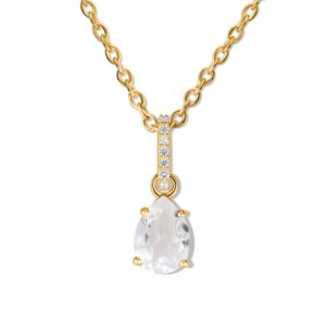 Colier din argint Golden Drop White Topaz