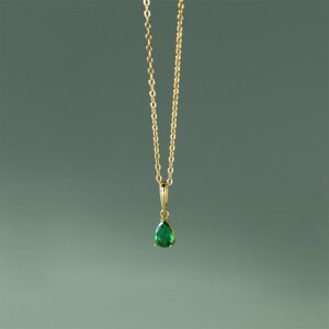 Colier din argint Golden Green Droplet