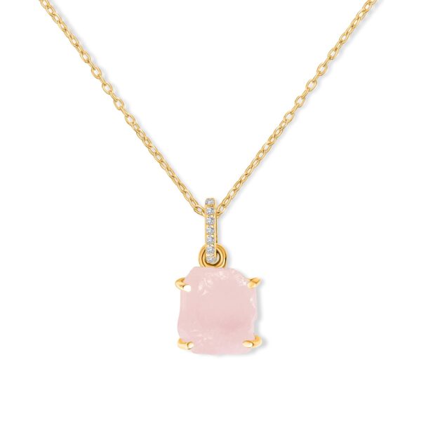 Colier din argint Golden Piece of Rose Quartz