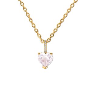 Colier din argint Golden Pink Quartz Heart