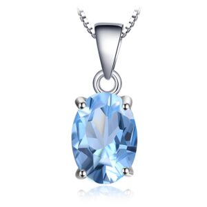 Colier din argint Oval Blue Topaz