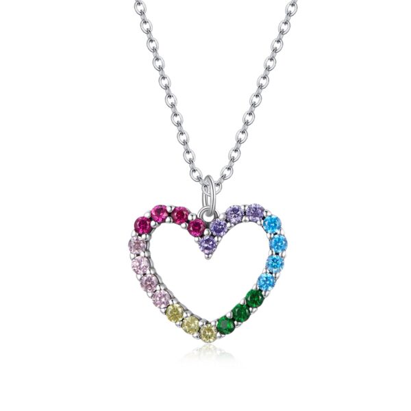 Colier din argint Rainbow Crystal Heart