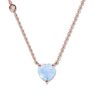 Colier din argint Rose Gold Aimee Moonstone Heart