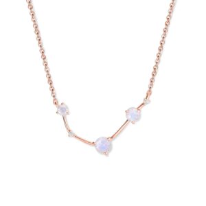 Colier din argint Rose Gold Astral Moonstone Aries