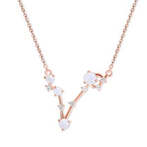 Colier din argint Rose Gold Astral Moonstone Pisces