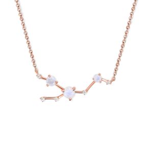 Colier din argint Rose Gold Astral Moonstone Taurus