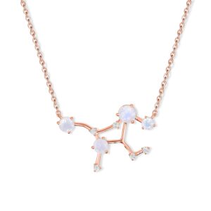 Colier din argint Rose Gold Astral Moonstone Virgo