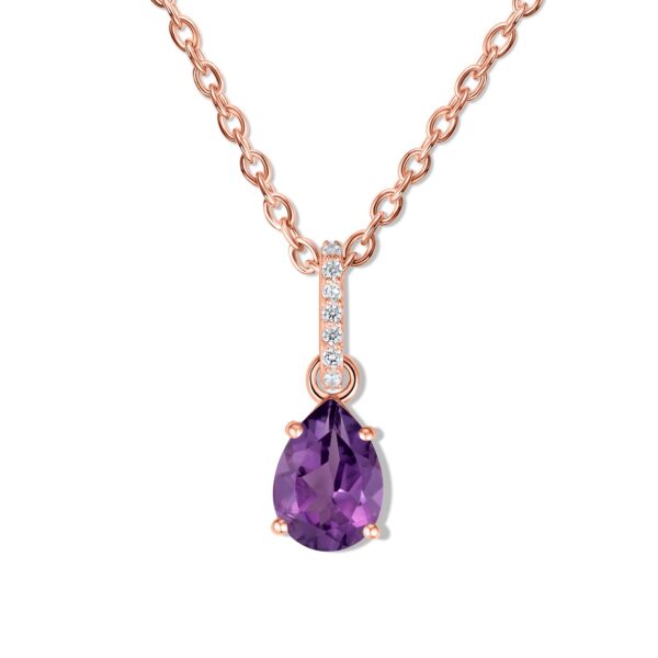 Colier din argint Rose Gold Drop Amethyst