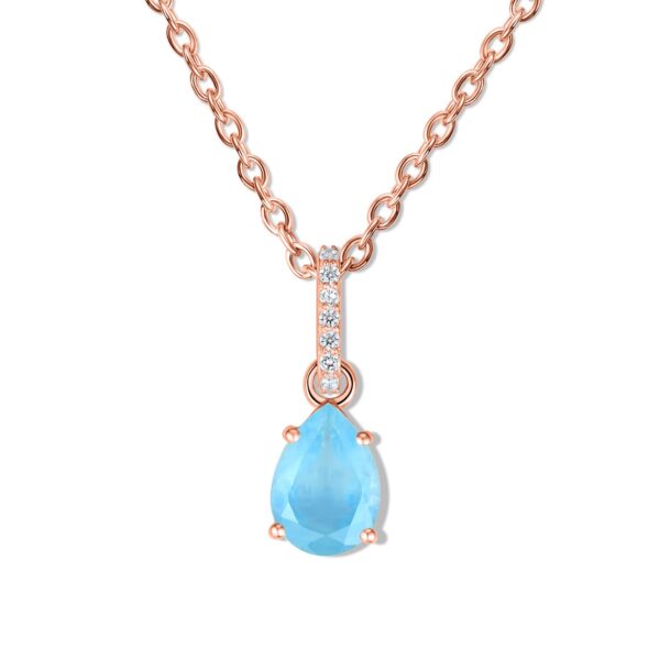 Colier din argint Rose Gold Drop Aquamarine