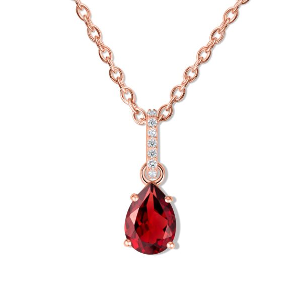 Colier din argint Rose Gold Drop Garnet