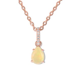 Colier din argint Rose Gold Drop Opal