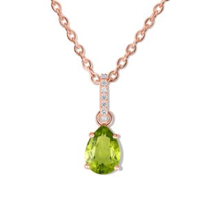 Colier din argint Rose Gold Drop Peridot