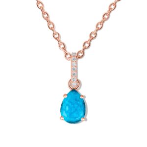 Colier din argint Rose Gold Drop Turquoise