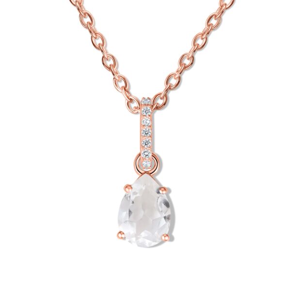 Colier din argint Rose Gold Drop White Topaz