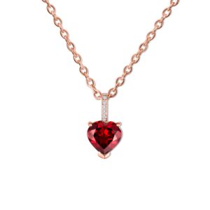 Colier din argint Rose Gold Garnet Heart