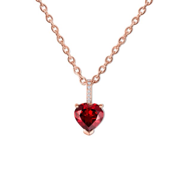 Colier din argint Rose Gold Garnet Heart