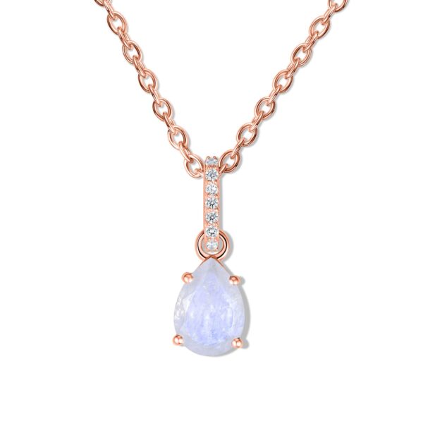 Colier din argint Rose Gold Jasmine Moonstone