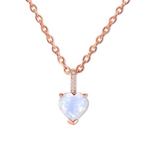 Colier din argint Rose Gold Moonstone Heart