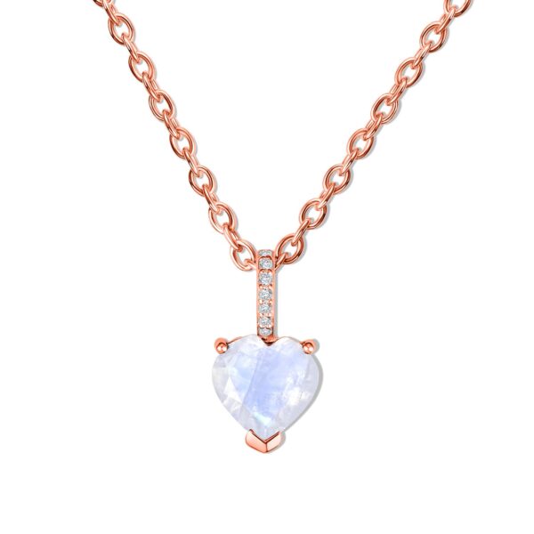 Colier din argint Rose Gold Moonstone Heart