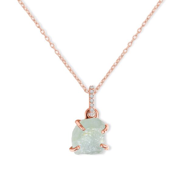 Colier din argint Rose Gold Piece of Aquamarine