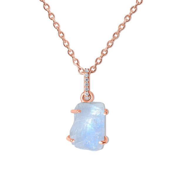 Colier din argint Rose Gold Piece of Moonstone