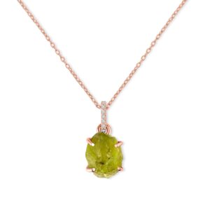 Colier din argint Rose Gold Piece of Peridot