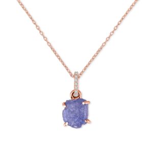 Colier din argint Rose Gold Piece of Tanzanite