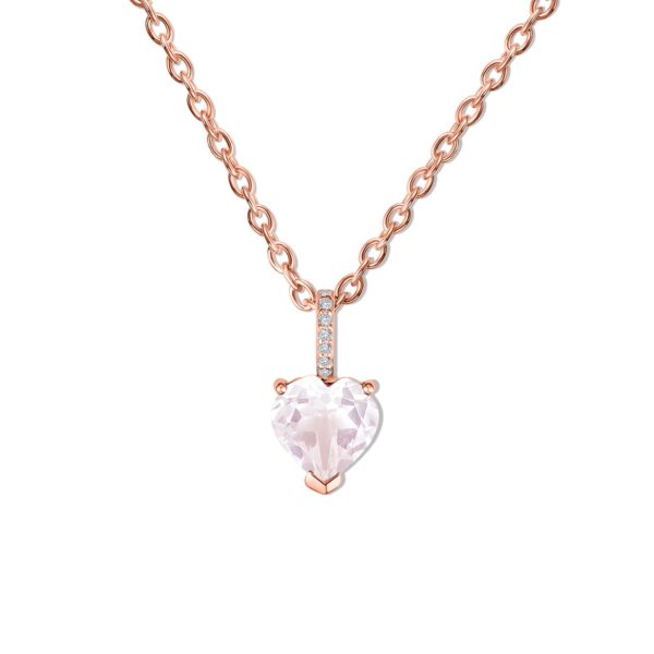 Colier din argint Rose Gold Pink Quartz Heart