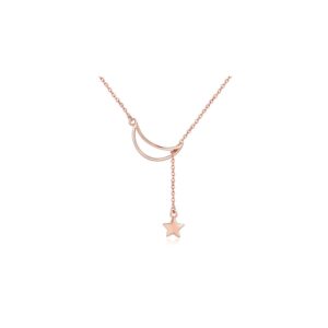 Colier din argint Rose Gold Star & Moon