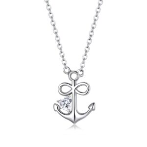 Colier din argint Silver Anchor with Crystal