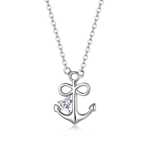 Colier din argint Silver Anchor with Crystal