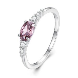 Inel din argint Cristal Oval Pink