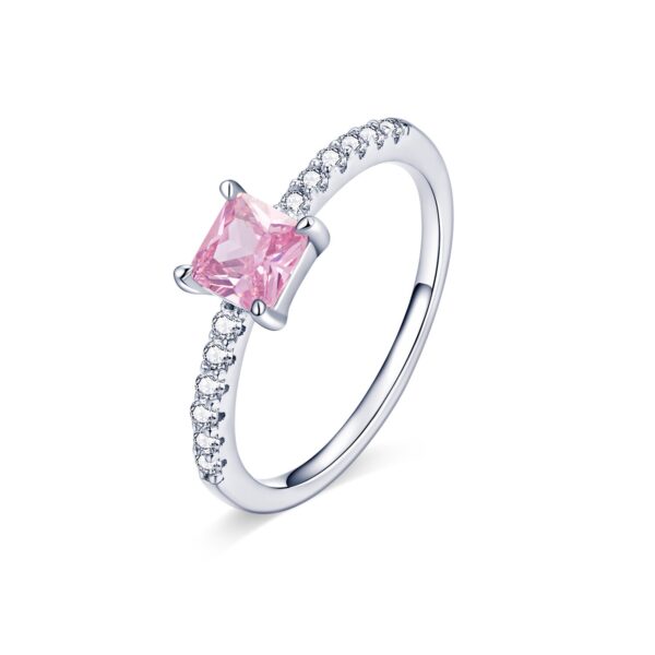 Inel din argint Crystal Pink Square