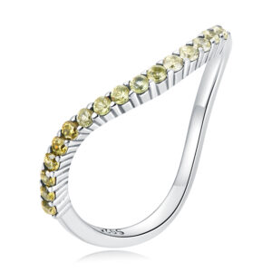 Inel din argint Curved Yellow Crystals