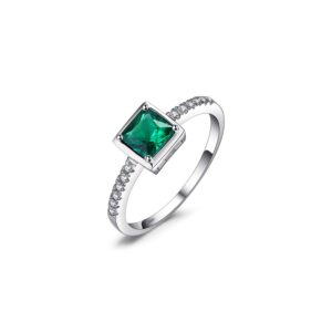 Inel din argint Elegant Square Green Gem