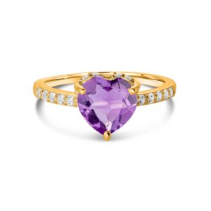 Inel din argint Golden Amethyst Heart