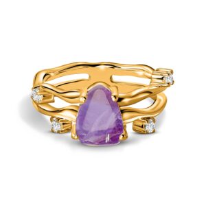 Inel din argint Golden Amethyst Twilight