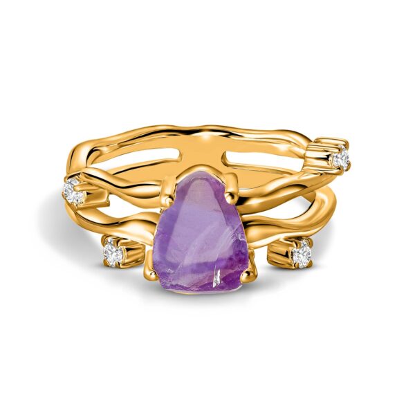 Inel din argint Golden Amethyst Twilight