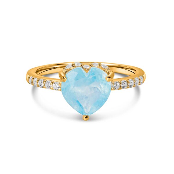 Inel din argint Golden Aquamarine Heart