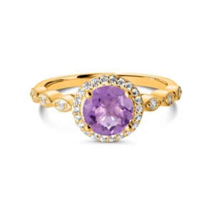 Inel din argint Golden Dreamy Amethyst