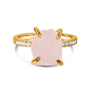 Inel din argint Golden Piece of Rose Quartz