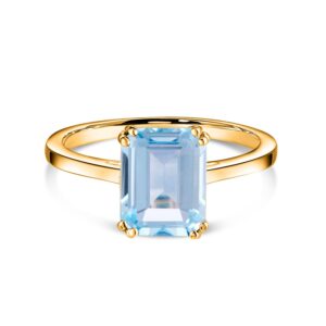 Inel din argint Golden Rectangle Blue Topaz Elegance