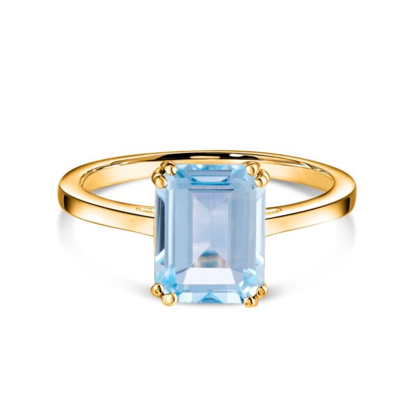 Inel din argint Golden Rectangle Blue Topaz Elegance