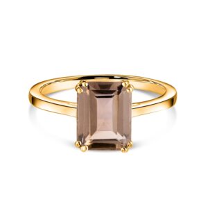 Inel din argint Golden Rectangle Smoky Quartz Elegance