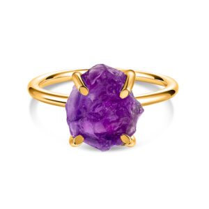 Inel din argint Golden Simple Amethyst