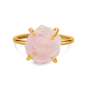 Inel din argint Golden Simple Rose Quartz