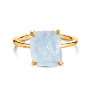 Inel din argint Golden Simple Stone Aquamarine