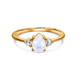 Inel din argint Golden Special Moonstone Drop