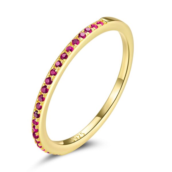 Inel din argint Golden Studded Magenta